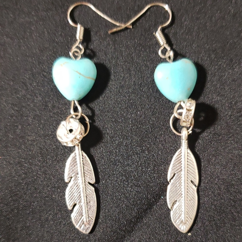 Vintage boho turquoise and silver earrings